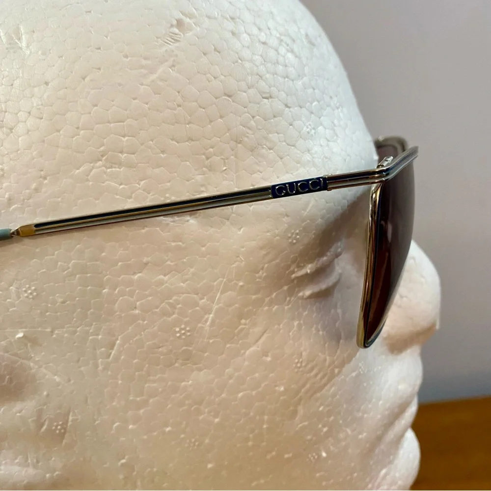 Gucci Vintage 70s Sunglasses Silver Plated Blue Authentic‎ Sz 58-11-135 2204 Y2K